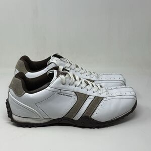 Skechers Urban Track Fusion Sneakers Mens 11.5 White Brown Leather Preppy Shoes